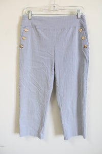 Roz & Ali Blue Striped Capri Pant | 4