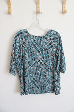 AGB Petite Blue and White Patterned Top | L
