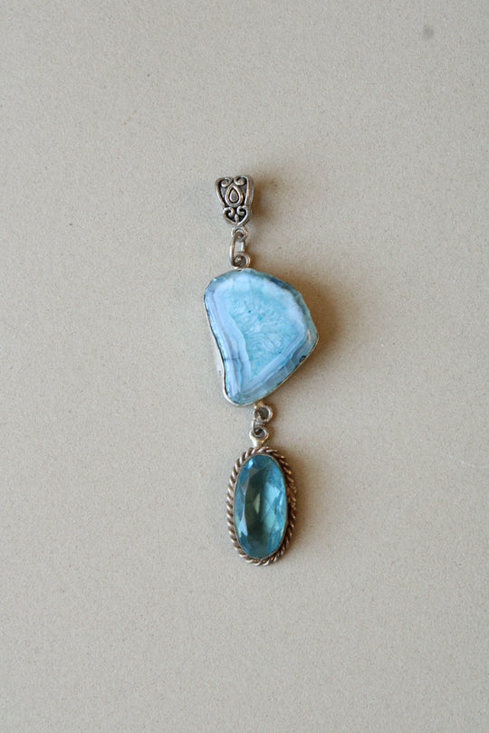 Sterling Silver Blue Larimar Necklace Pendant