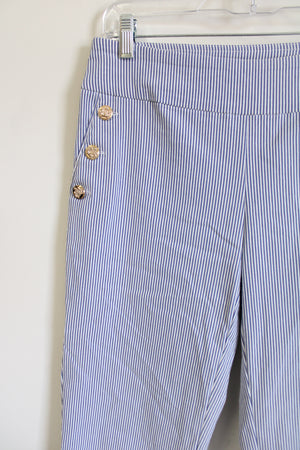 Roz & Ali Blue Striped Capri Pant | 4