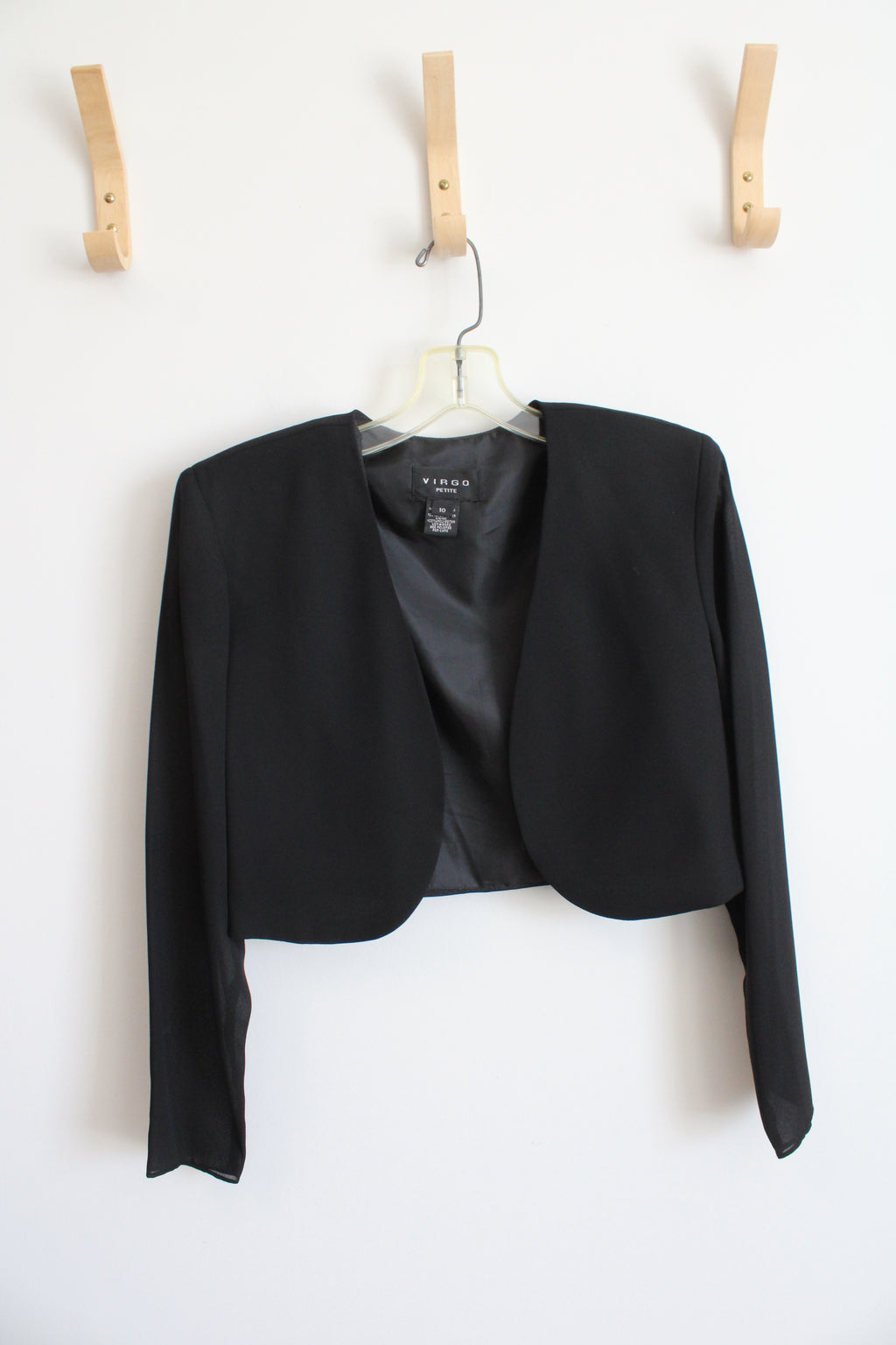 Virgo Petite Black Long Sleeved Shrug Jacket | 10 (M)