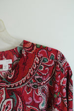 NEW J.Jill Red Paisley Layered Keyhole Neck Tunic Blouse | 4X