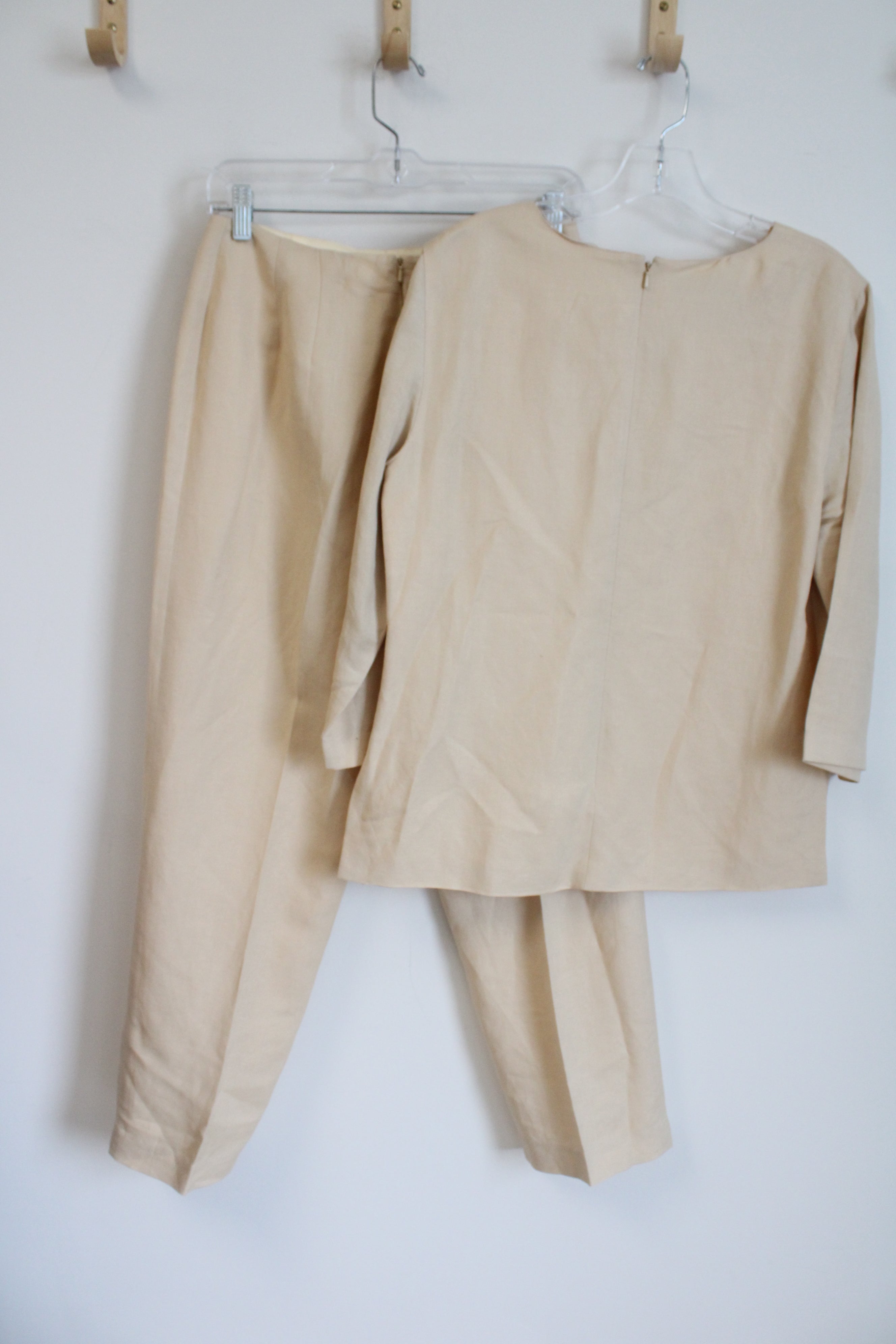 Donna Morgan Pale Yellow Embroidered Linen Top & Pants Set | 8