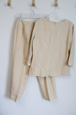 Donna Morgan Pale Yellow Embroidered Linen Top & Pants Set | 8