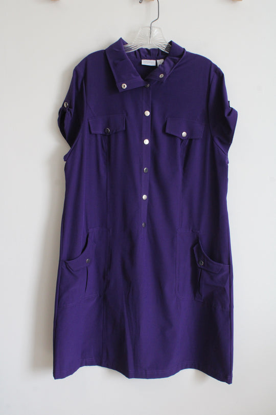 NEW Chico's Zenergy Eggplant Purple Neema Suzanna Dress | 3 (XL/16)