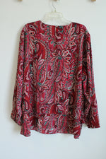 NEW J.Jill Red Paisley Layered Keyhole Neck Tunic Blouse | 4X