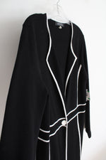 NEW Kasper Black & White Buttoned Duster Cardigan | L