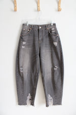 Gray Wash Distressed Barrel Jeans | 8