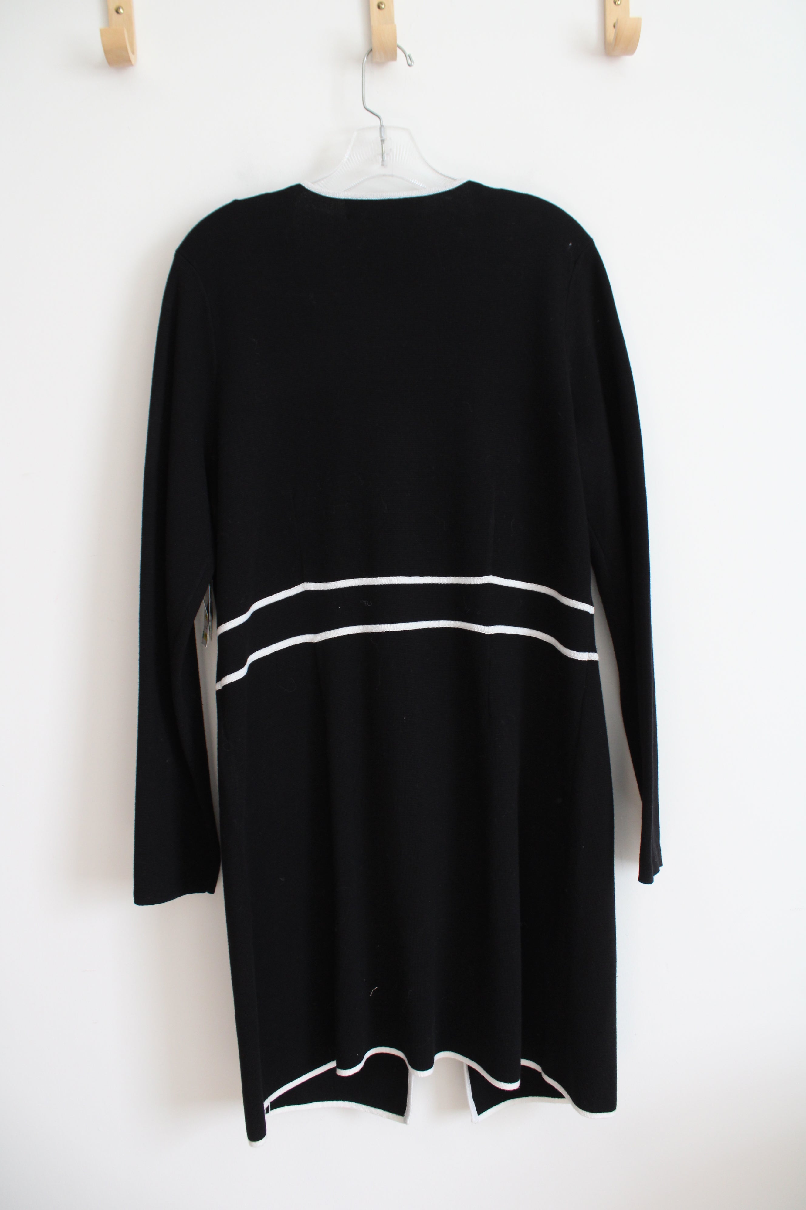 NEW Kasper Black & White Buttoned Duster Cardigan | L