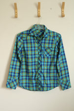Under Armour Blue and Green Plaid Button Down Shirt | M