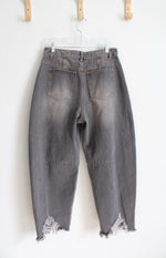 Gray Wash Distressed Barrel Jeans | 8