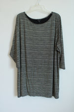 NEW J.Jill Wearever Black and White Striped Boatneck Top | 3X