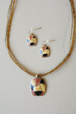 Kim Rogers Geometric Enamel Necklace & Earring Set