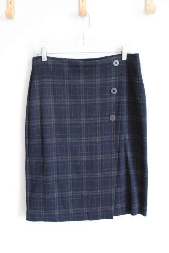 J.Jill Navy & Gray Plaid Pencil Skirt | S