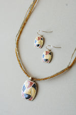 Kim Rogers Geometric Enamel Necklace & Earring Set