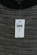 NEW J.Jill Wearever Black and White Striped Boatneck Top | 3X