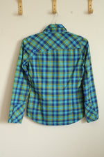 Under Armour Blue and Green Plaid Button Down Shirt | M