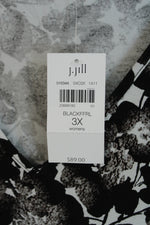NEW J. Jill Wearever Collection Black and White Floral V-neck Blouse | 3X