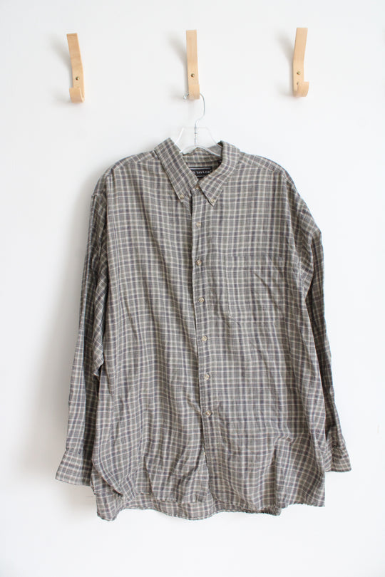 David Taylor Green Gray & Plaid Button Down Shirt | 2XL