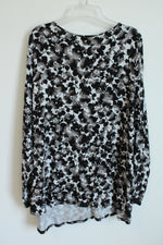 NEW J. Jill Wearever Collection Black and White Floral V-neck Blouse | 3X