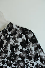 NEW J. Jill Wearever Collection Black and White Floral V-neck Blouse | 3X