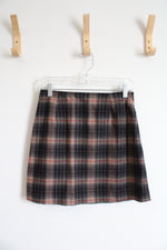 Vintage The Limited Black Tan & Red Plaid Wool Blend Mini Skirt | 4