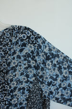 NEW J. Jill Navy Blue Floral Semi-Sheer Long Sleeve Blouse | 3X