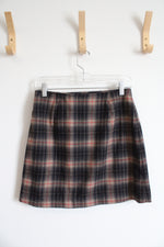 Vintage The Limited Black Tan & Red Plaid Wool Blend Mini Skirt | 4