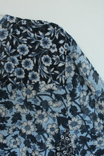NEW J. Jill Navy Blue Floral Semi-Sheer Long Sleeve Blouse | 3X