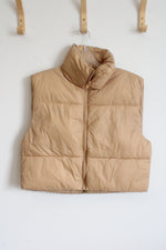 Tan Cropped Puffer Vest | XL