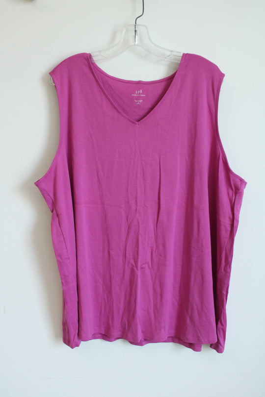 NEW J. Jill Dragon Fruit Pink V-neck Sleeveless Top | 3X