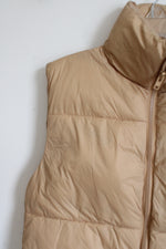 Tan Cropped Puffer Vest | XL