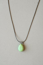 Lime Green Stone Sterling Silver Snake Chain Necklace
