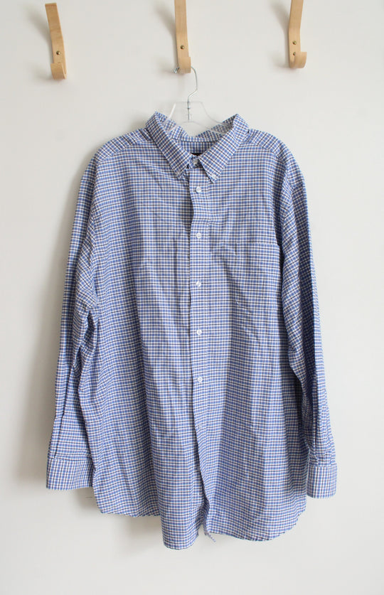 KS Signature Blue & White Plaid Button Down Shirt | 19 35/36