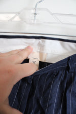 NEW H&M Navy & White Pinstripe Linen Shorts | 6