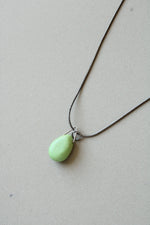 Lime Green Stone Sterling Silver Snake Chain Necklace