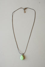 Lime Green Stone Sterling Silver Snake Chain Necklace