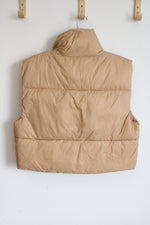 Tan Cropped Puffer Vest | XL