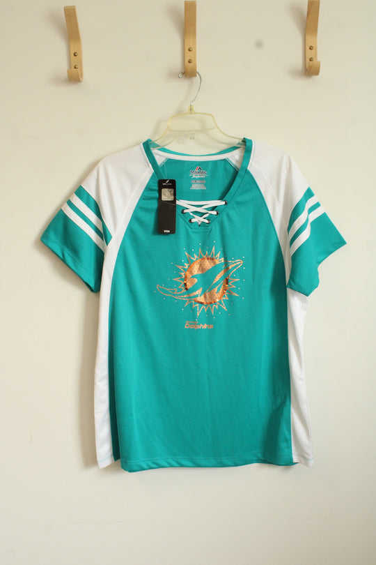 NEW Majestic NFL Teal and White Miami Dolphins Women's Jersey | XXL