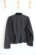 Ralph Lauren Lauren Jeans Co. Vintage Velvet Collared Black Denim Jacket | L