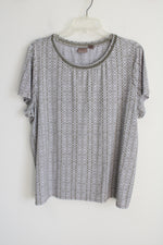 Chico's Easywear Green White Patterned Top | 3 (XL/16)