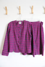 Vintage Leslie Fay Fuchsia Shimmer Tweed Jacket & Skirt Set | 16
