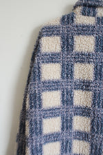 Shein Blue Plaid Boucle Long Jacket | L