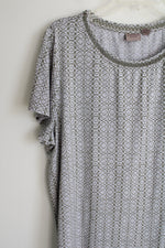 Chico's Easywear Green White Patterned Top | 3 (XL/16)