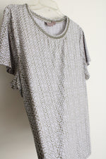 Chico's Easywear Green White Patterned Top | 3 (XL/16)