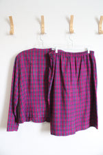 Vintage Leslie Fay Fuchsia Shimmer Tweed Jacket & Skirt Set | 16
