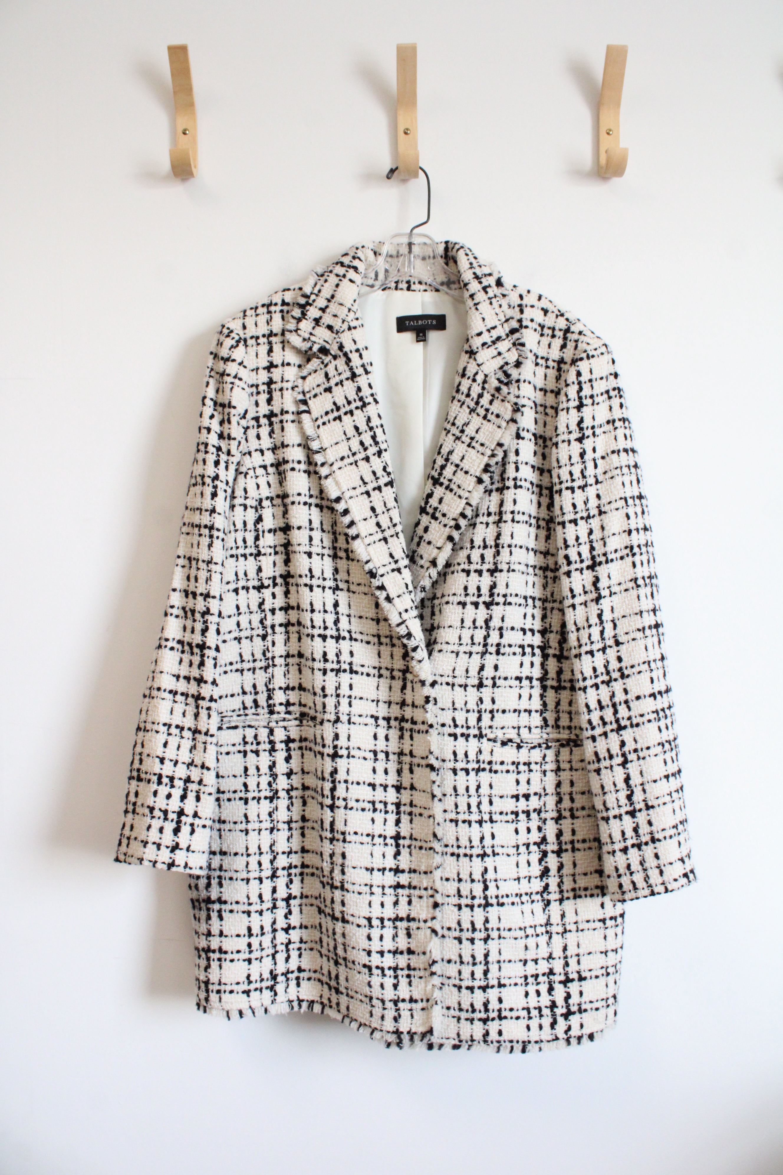 Talbots Black & Ivory Tweed Blazer Jacket | 16 – Jubilee Thrift