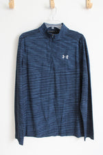 Under Armour Fitted Blue Heathered 1/4 Zip Lightweight Jacket | L