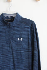 Under Armour Fitted Blue Heathered 1/4 Zip Lightweight Jacket | L