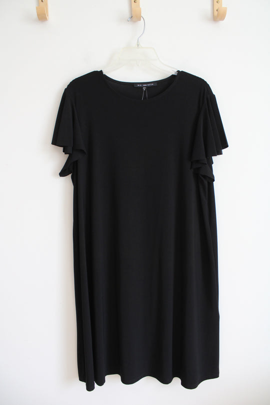 NEW Nik And Nash Black Ruffled Sleeve Dress | XL